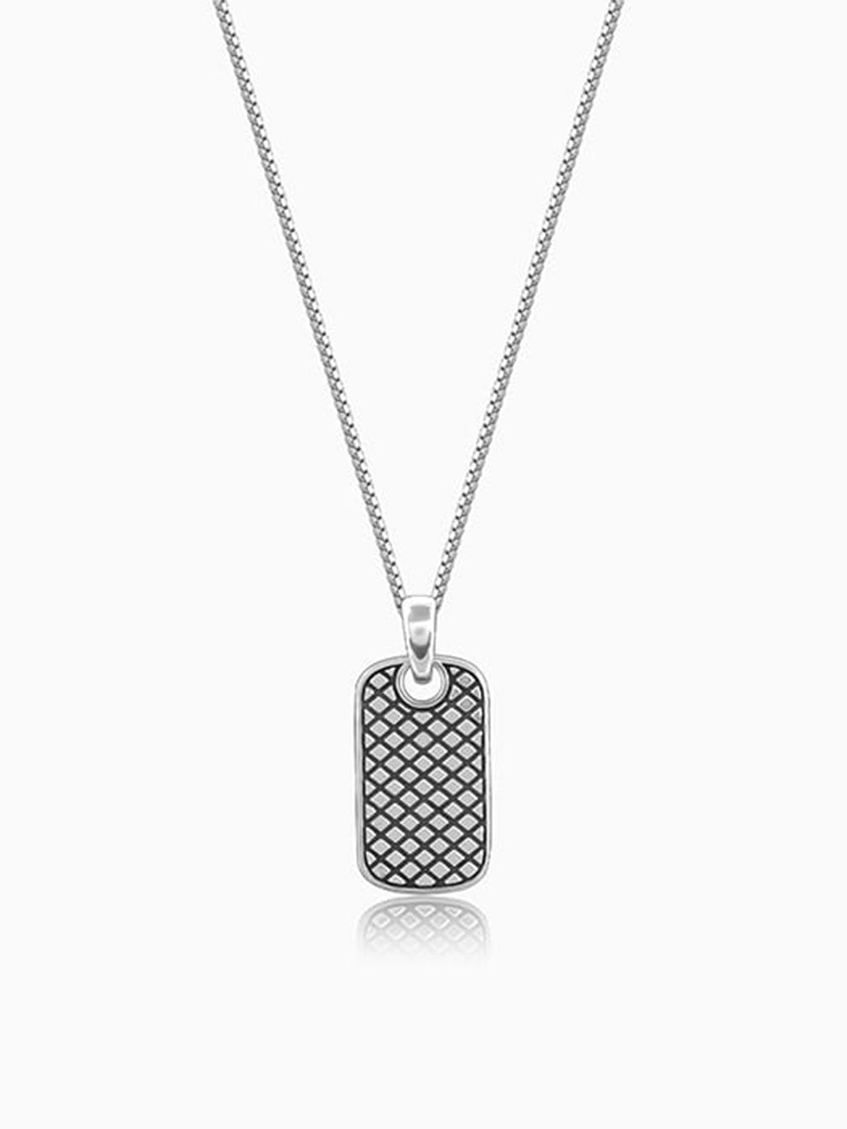 Oxidised Silver Confident Pendant With Box Chain For Him