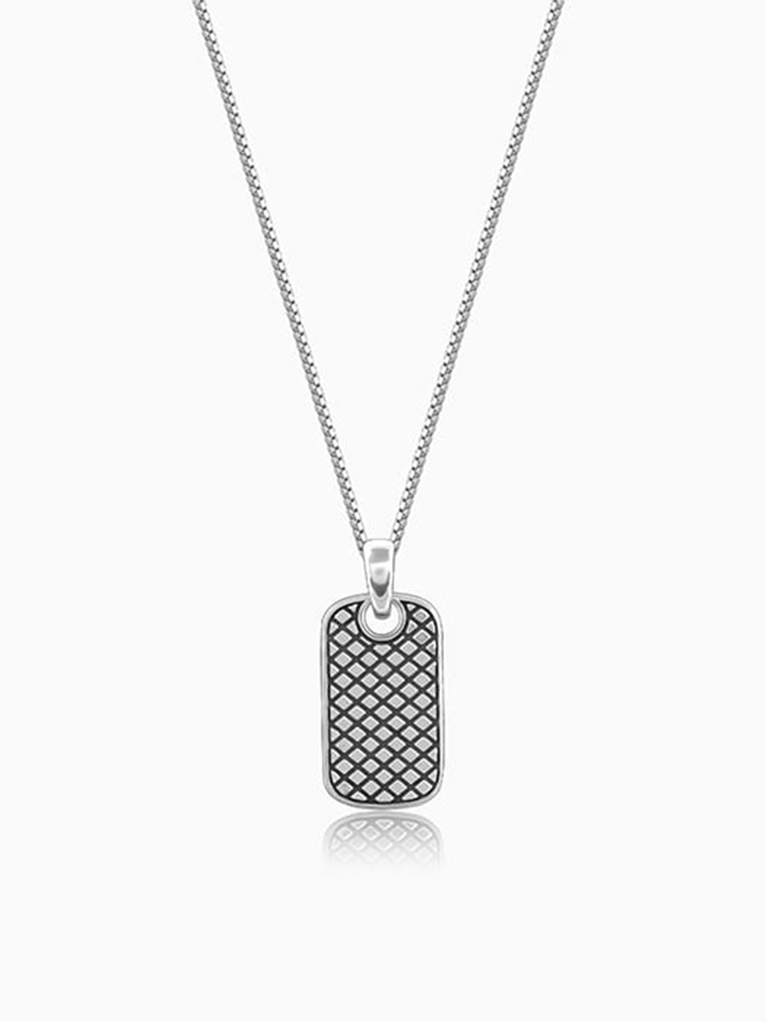 Oxidised Silver Confident Pendant With Box Chain For Him
