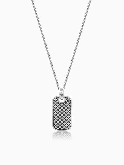 Oxidised Silver Confident Pendant With Box Chain For Him