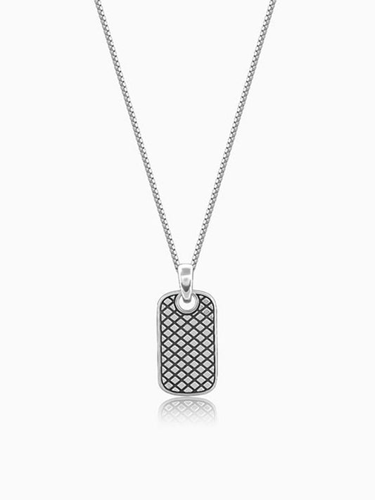 Oxidised Silver Confident Pendant With Box Chain For Him