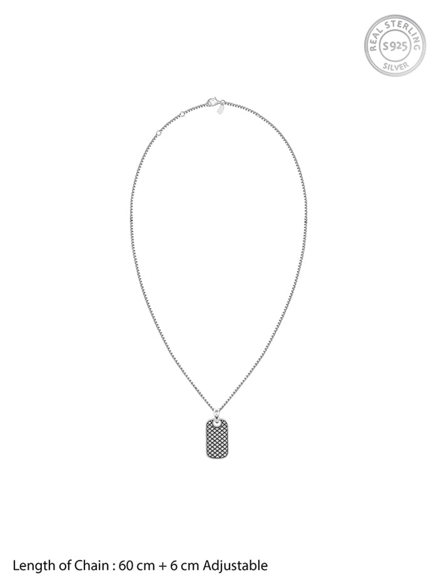 Oxidised Silver Confident Pendant With Box Chain For Him