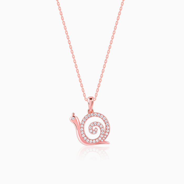 Rose Gold Snail Pendant With Link Chain - Image 1