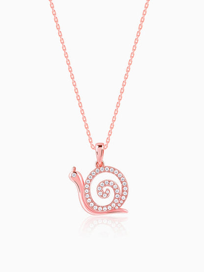 Rose Gold Snail Pendant With Link Chain