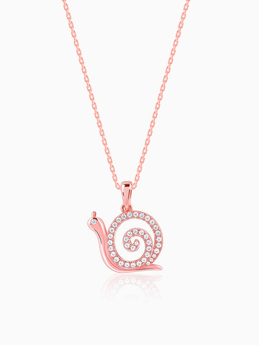 Rose Gold Snail Pendant With Link Chain