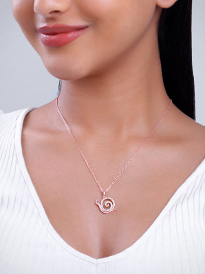 Rose Gold Snail Pendant With Link Chain