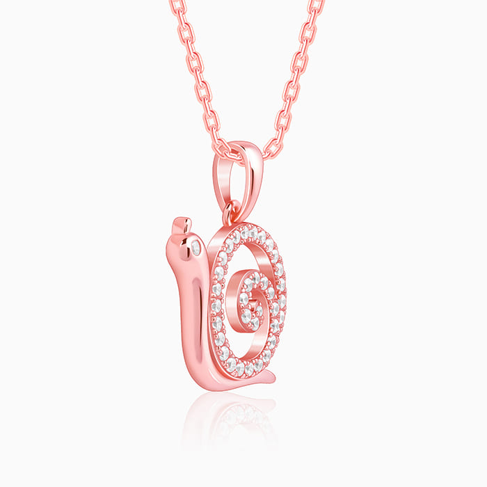 Rose Gold Snail Pendant With Link Chain - view 4
