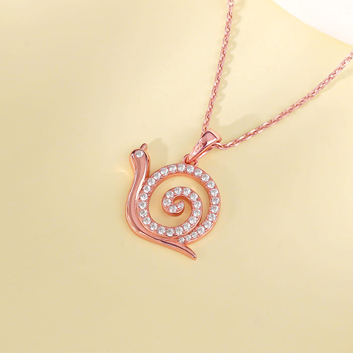 Rose Gold Snail Pendant With Link Chain - view 2