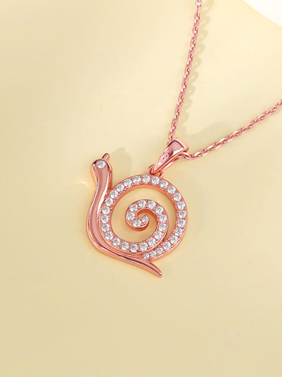 Rose Gold Snail Pendant With Link Chain