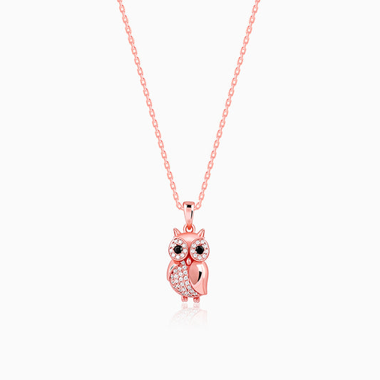 Rose Gold Owl Pendant With Link Chain