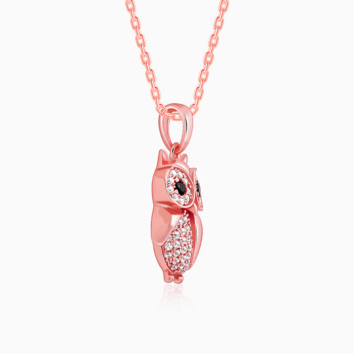 Rose Gold Owl Pendant With Link Chain - view 4