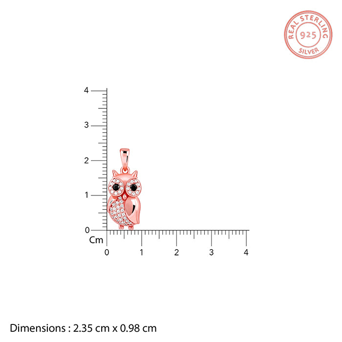 Rose Gold Owl Pendant With Link Chain - view 5