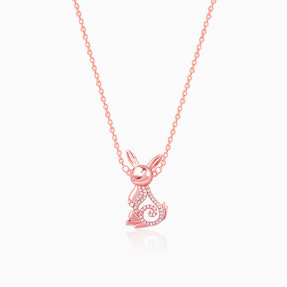 Rose Gold Rabbit Pendant With Link Chain