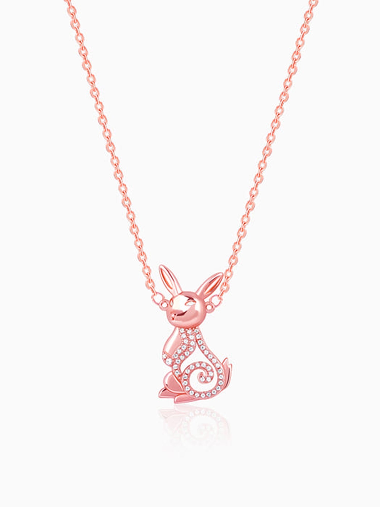 Rose Gold Rabbit Pendant With Link Chain