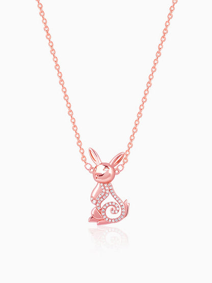 Rose Gold Rabbit Pendant With Link Chain