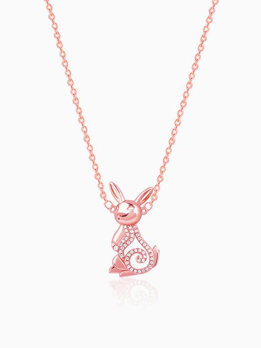 Rose Gold Rabbit Pendant With Link Chain