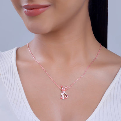 Rose Gold Rabbit Pendant With Link Chain