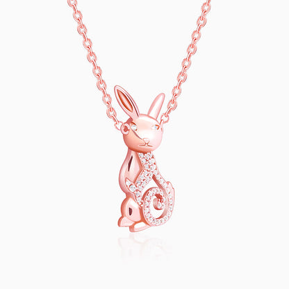 Rose Gold Rabbit Pendant With Link Chain
