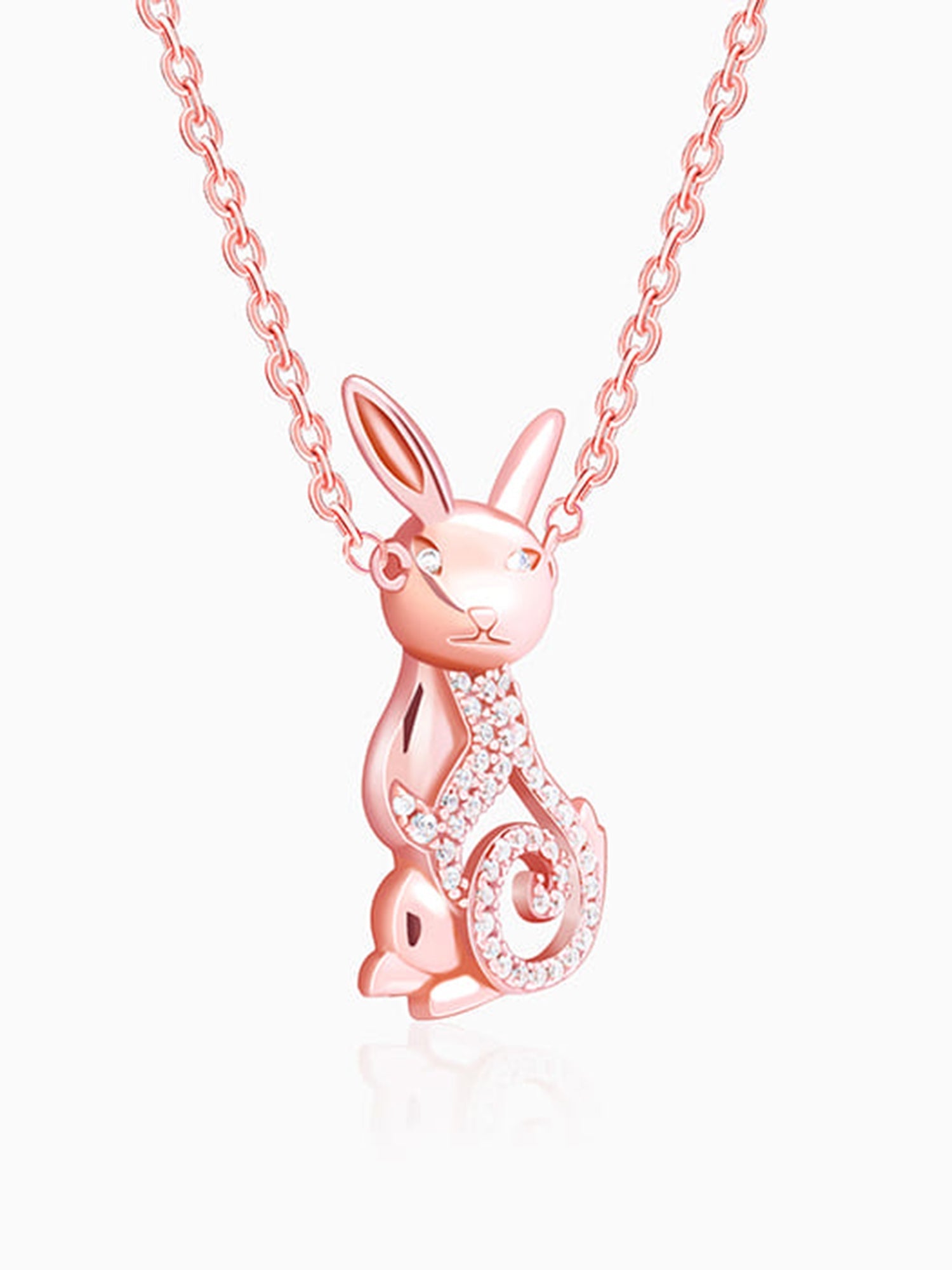 Rose Gold Rabbit Pendant With Link Chain