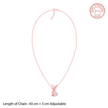 Rose Gold Rabbit Pendant With Link Chain