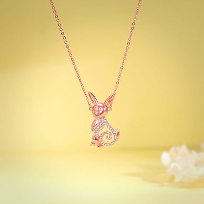Rose Gold Rabbit Pendant With Link Chain
