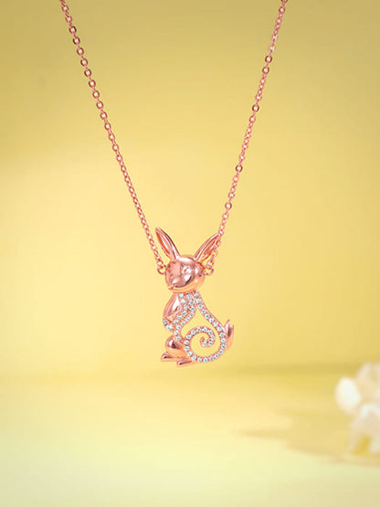 Rose Gold Rabbit Pendant With Link Chain