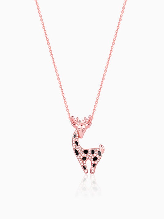 Rose Gold Giraffe Pendant With Link Chain