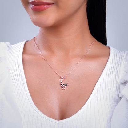 Rose Gold Giraffe Pendant With Link Chain