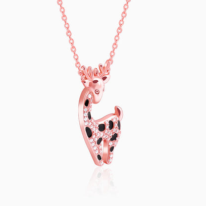 Rose Gold Giraffe Pendant With Link Chain
