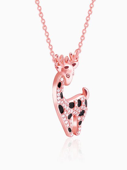 Rose Gold Giraffe Pendant With Link Chain