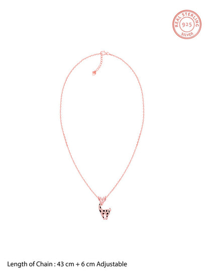 Rose Gold Giraffe Pendant With Link Chain