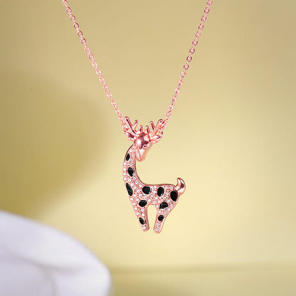 Rose Gold Giraffe Pendant With Link Chain