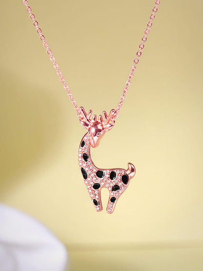 Rose Gold Giraffe Pendant With Link Chain