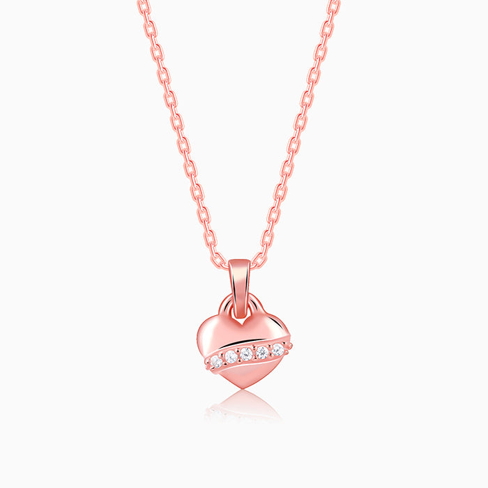 Rose Gold Locket Love Pendant With Link Chain - Image 1