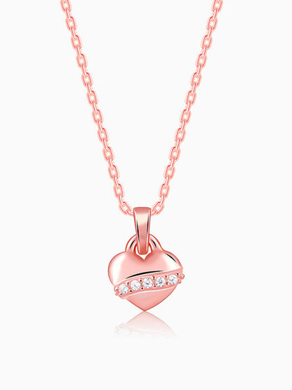 Rose Gold Locket Love Pendant With Link Chain