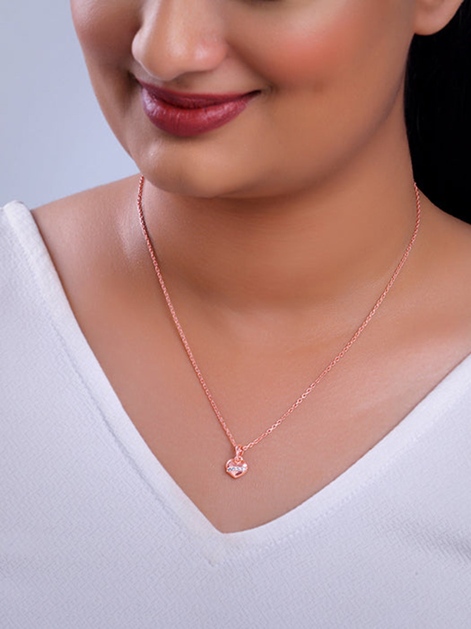 Rose Gold Locket Love Pendant With Link Chain