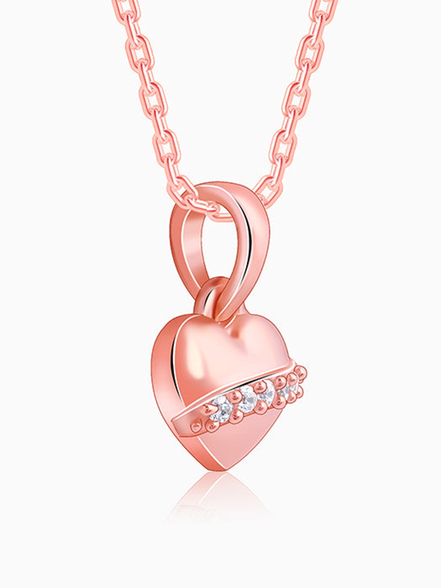 Rose Gold Locket Love Pendant With Link Chain