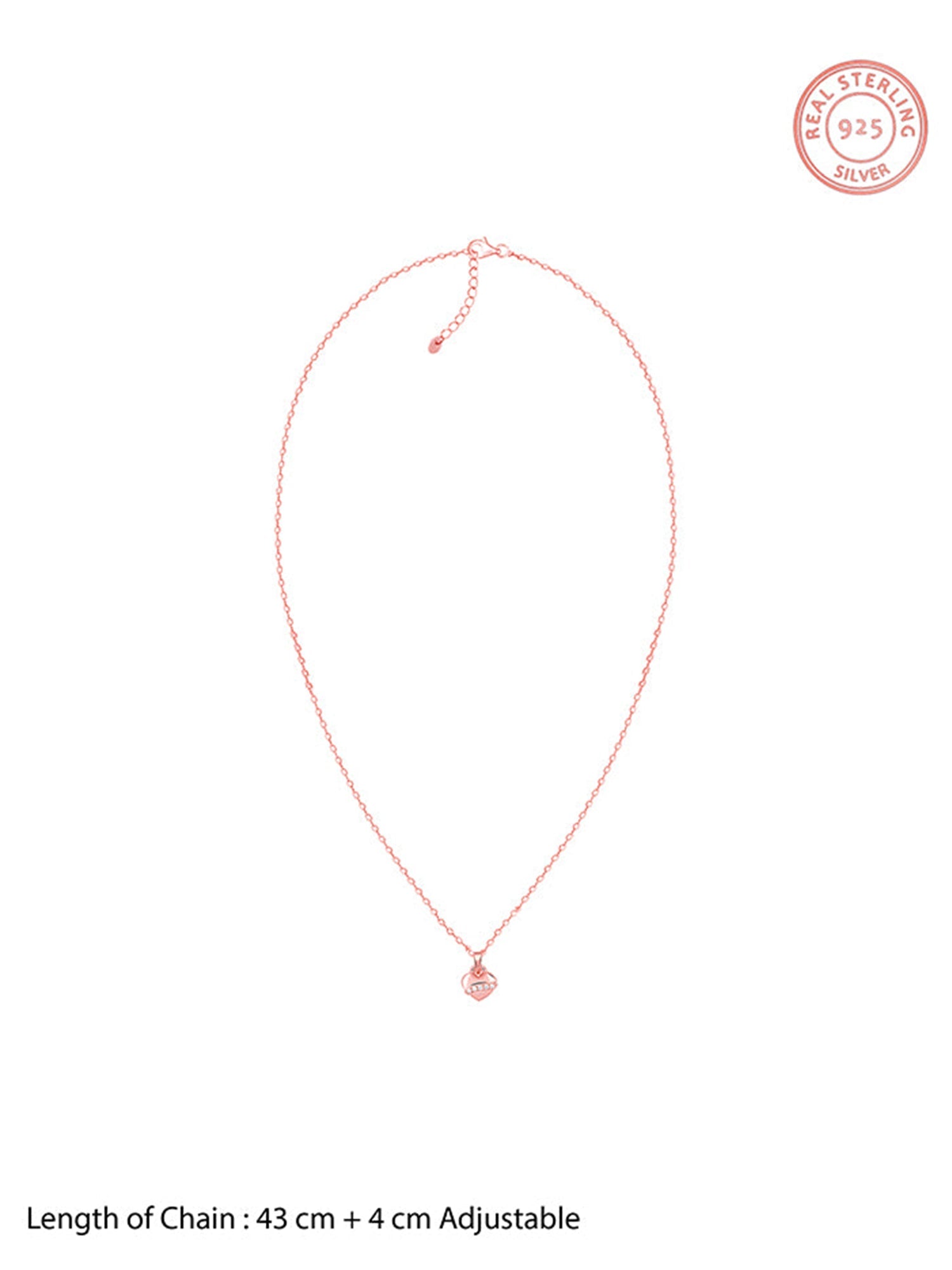 Rose Gold Locket Love Pendant With Link Chain