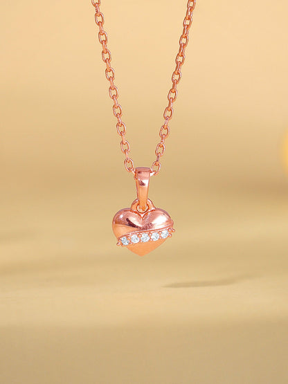Rose Gold Locket Love Pendant With Link Chain