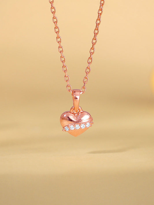 Rose Gold Locket Love Pendant With Link Chain