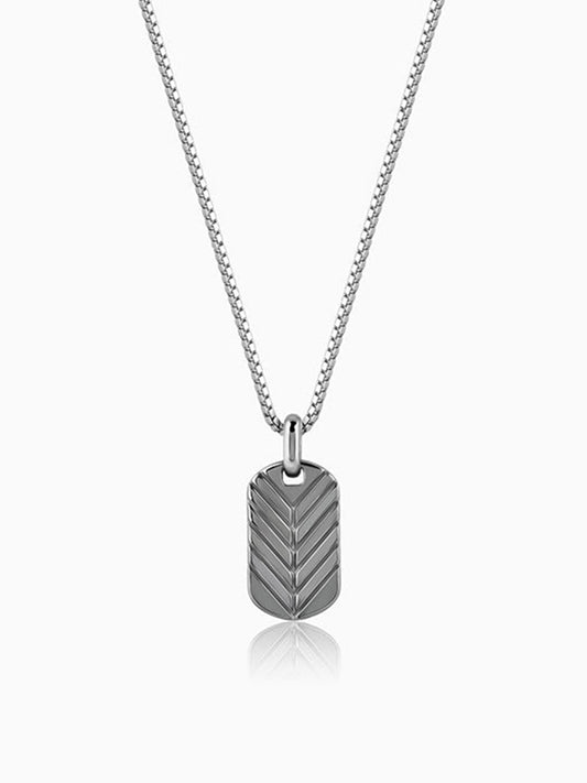 Black Rhodium Midnight Charmer Pendant With Box Chain For Him