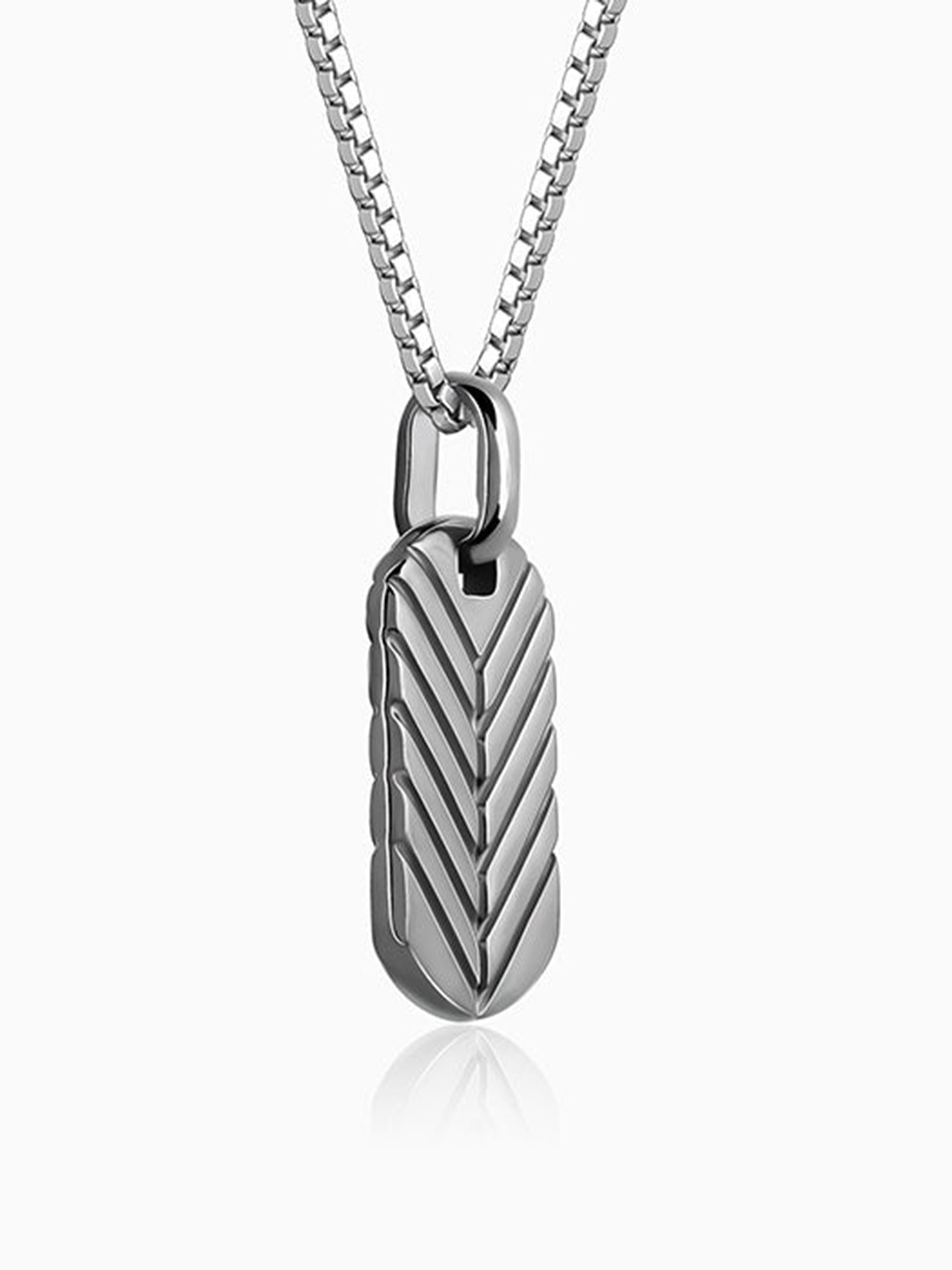Black Rhodium Midnight Charmer Pendant With Box Chain For Him