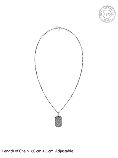 Black Rhodium Midnight Charmer Pendant With Box Chain For Him