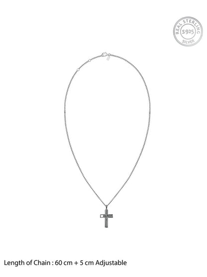 Black Rhodium Holy Christ Pendant With Box Chain For Him