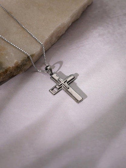 Black Rhodium Holy Christ Pendant With Box Chain For Him