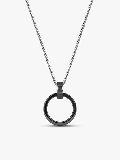 Black Rhodium Shadow Striker Pendant With Box Chain For Him