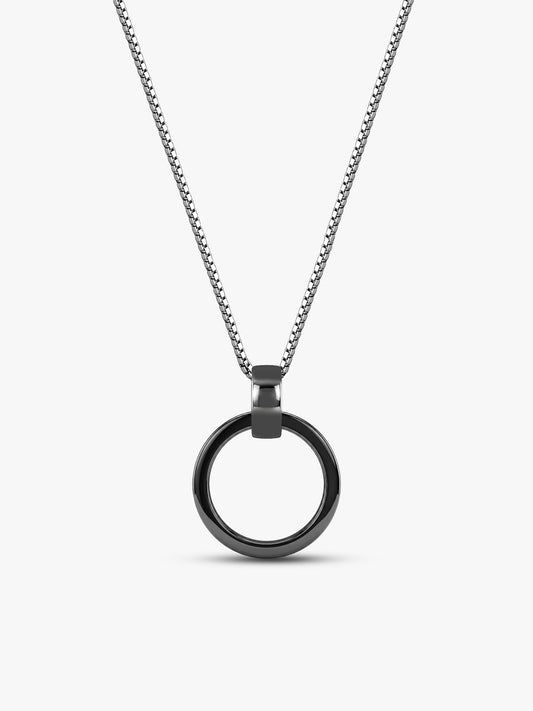 Black Rhodium Shadow Striker Pendant With Box Chain For Him