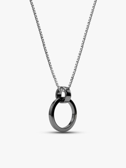 Black Rhodium Shadow Striker Pendant With Box Chain For Him