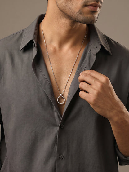Black Rhodium Shadow Striker Pendant With Box Chain For Him