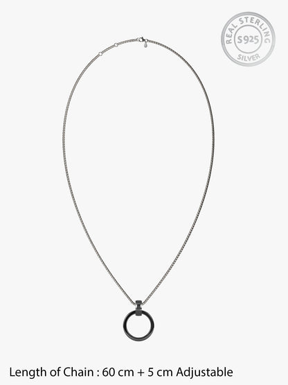 Black Rhodium Shadow Striker Pendant With Box Chain For Him