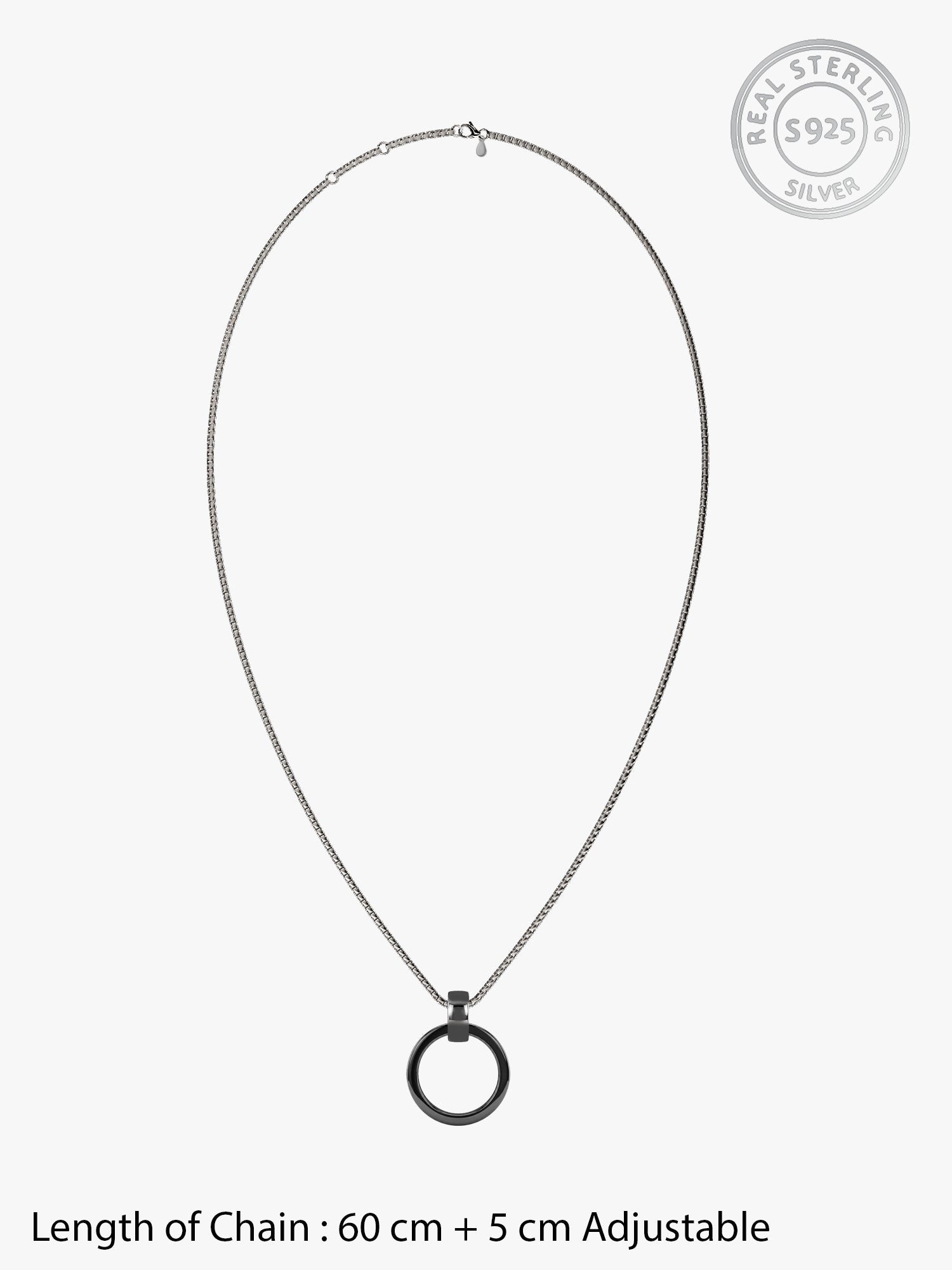 Black Rhodium Shadow Striker Pendant With Box Chain For Him
